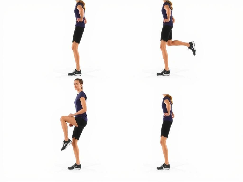 Person performing 4-square single-leg hops pattern for comprehensive bone loading Person performing 4-square single-leg hops pattern for comprehensive bone loading