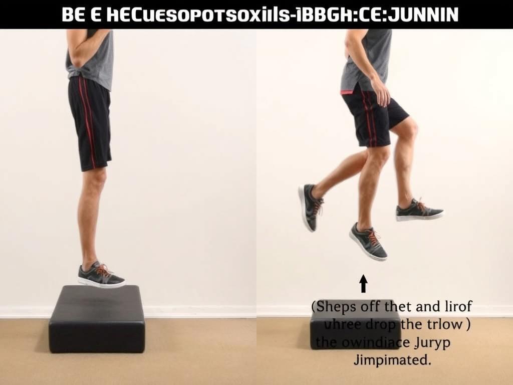 Person performing depth jumps for maximum bone density stimulation Person performing depth jumps for maximum bone density stimulation